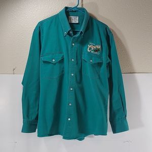 Original Coors Rodeo Women's Teal Button Down Long-sleeve Shirt szXL